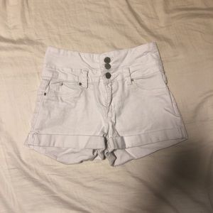 High Waisted White Jean Shorts